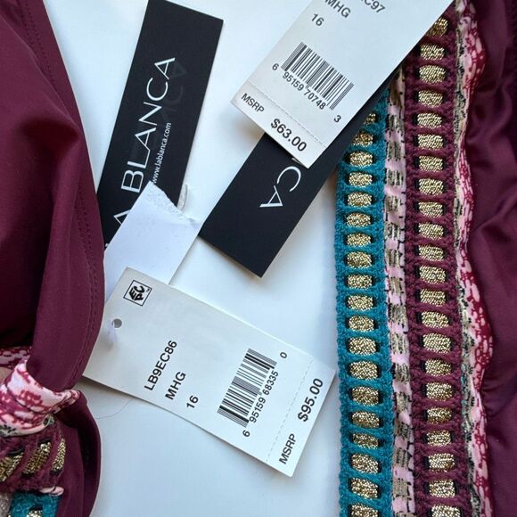 NWT La Blanca halter tankini and matching bottom swimwear. Size 16 - Picture 4 of 9